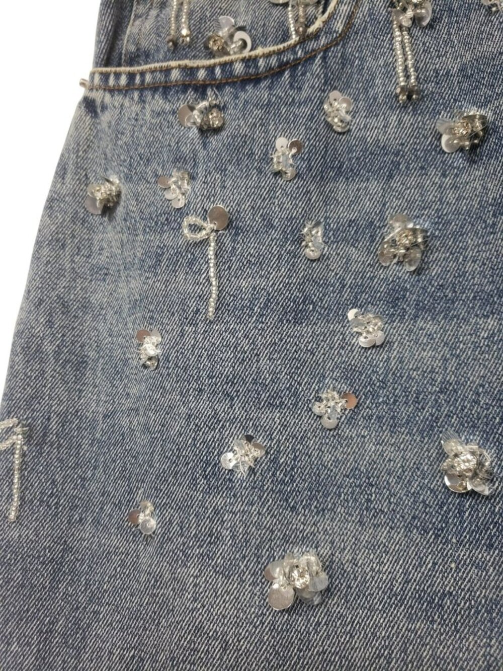 NEW Simkhai $695 Zealand Jeans Hollywood Blue Crystal Embellished Sequin Bling - Picture 10 of 16